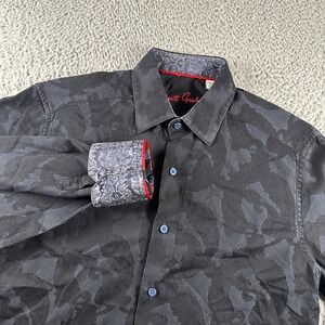 Robert Graham Men's Button Down Shirt Black S‎ Paisley Cotton Tailored Fit